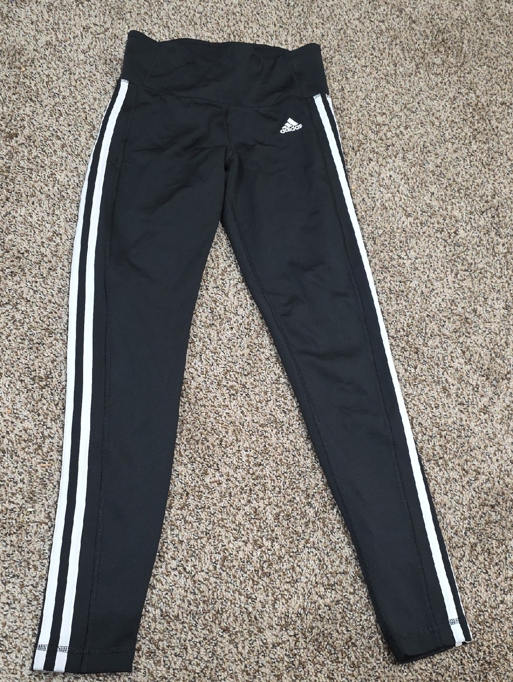 adidas Black Leggings with White Side Stripes